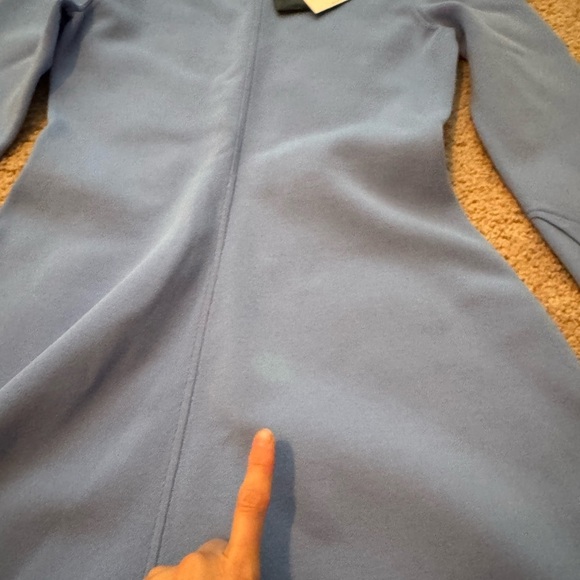 AJE- NWT Mist Blue Harmony Knit Longsleeve Scalloped Trim High Collar Mini Dress - Picture 10 of 10